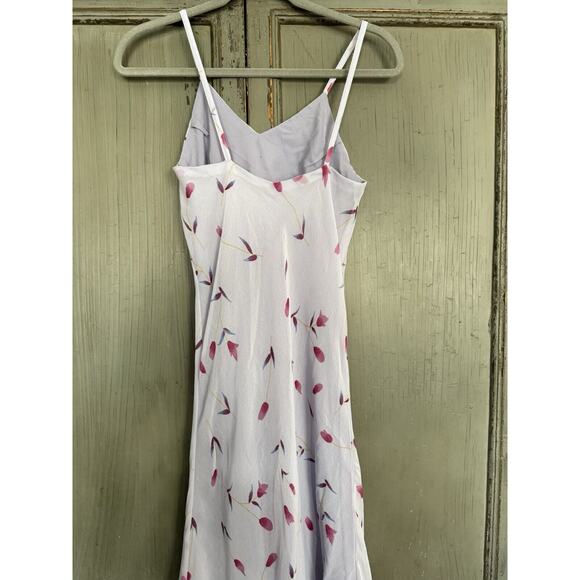 Tulips 90s Vintage Slip Purple Midi dress lavender S Flower Spring Floral Y2K - Picture 5 of 11